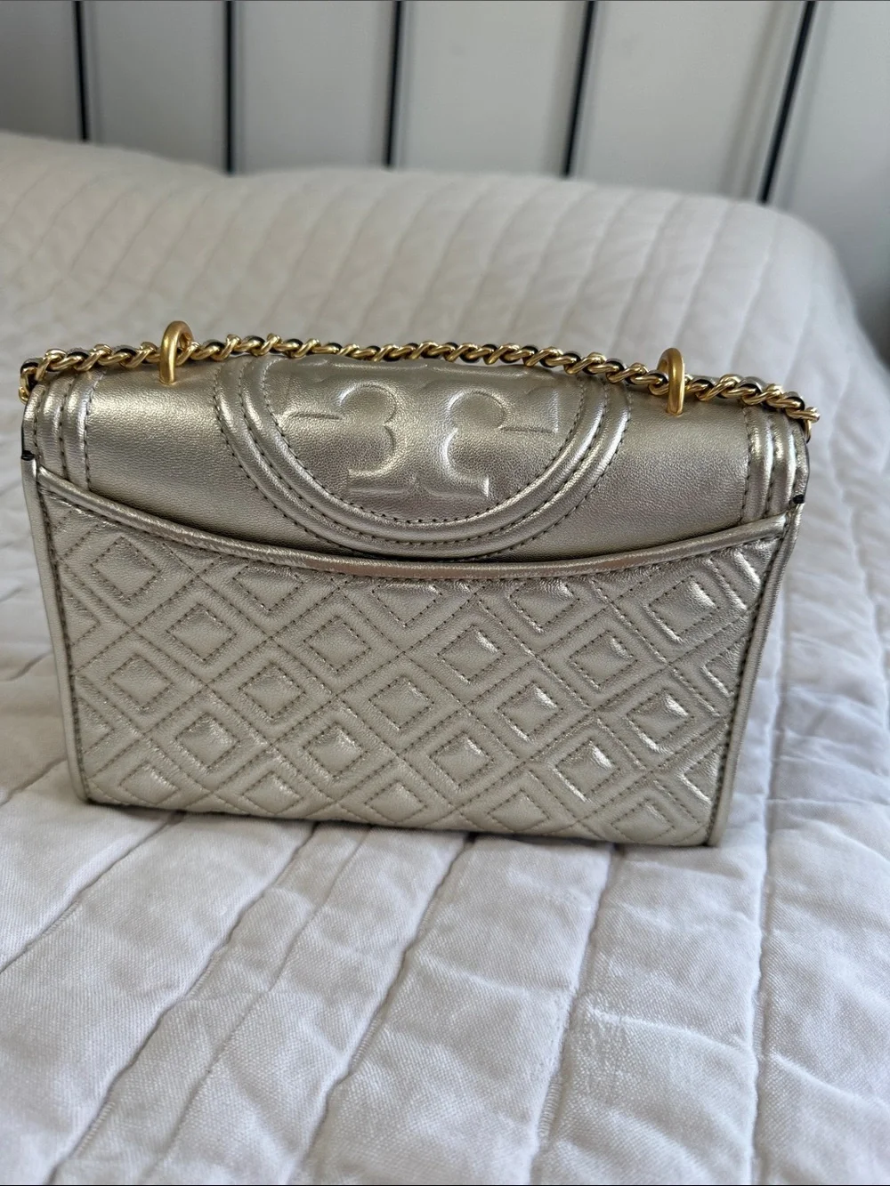 Tory Burch Fleming metallic small convertible shoulder bag